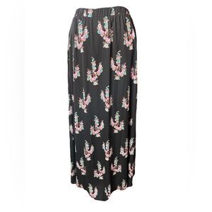 Berry N Cream Black, Pink, Blue Floral Cactus Maxi Skirt